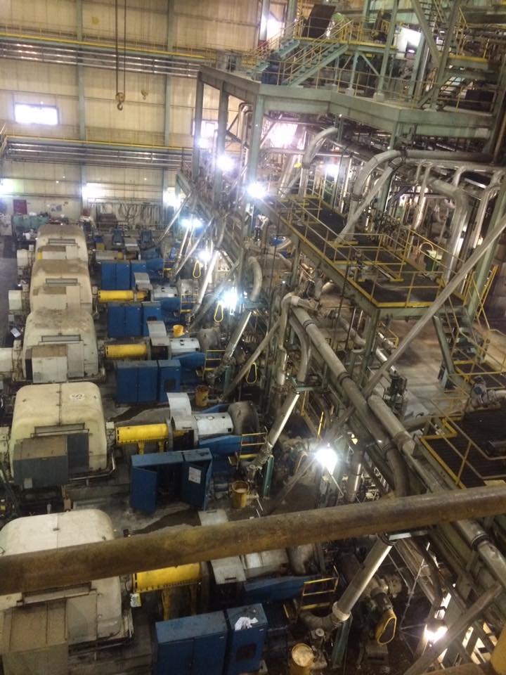Thermomechanical pulping machinery inside a mill